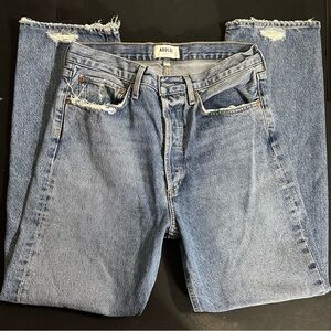 Agolde 90's Mid Rise Straight Button Fly Distressed Medium Wash Size 27